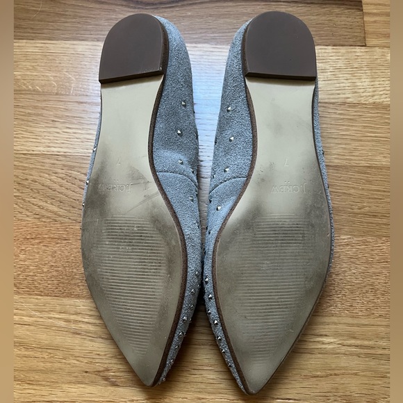 J.Crew Gray Suede Studded Pointed Toe Flats Size 7 - Picture 6 of 9